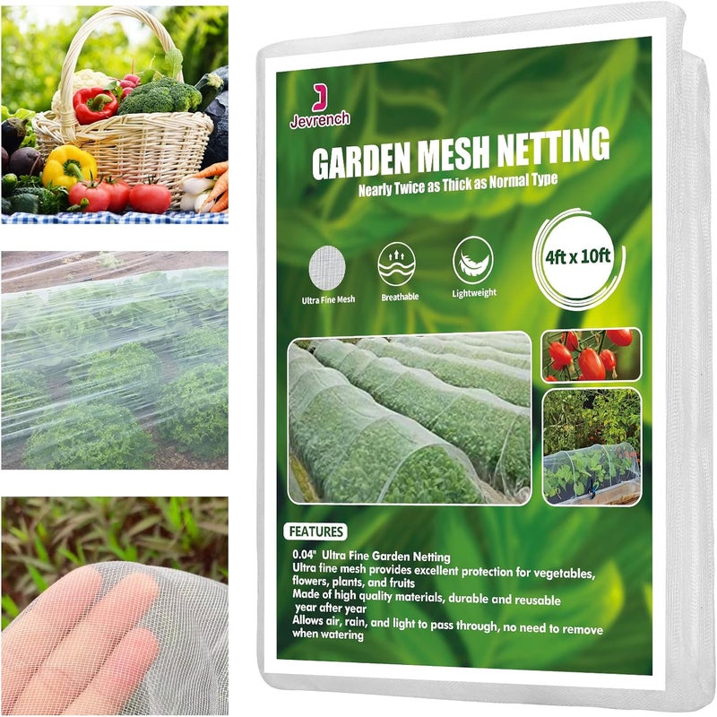Jevrench Garden Netting, Durable Ultra Fine Garden Netting, Garden Plant Cover Row Cover Makes Plants, Vegetables, Fruits, and Flowers Grow Better (4ft x 10ft) - Image 1